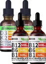 Nusava Witamina B12 Krople płynne i Truskawkowe Paleta D3 K2 Paleta - Silne Witaminy Płynne do Serca, Joint, Energia, & Wsparcie immunologiczne - Nie- GMO, Gluten- Free, 2pk Każdy