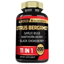 11in1 Citrus Bergamot Supplement 1000mg z Olive Leaf, Hawthorn Berry, Guggul, Czosnek i więcej - Wsparcie odporności, Circulative System & Ogólne zdrowie - 200 Kapsułki