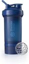 BlenderBottle Shaker Butelka z Pill Organizer and Storage for Protein Powder ProStak System, 22- Ounce, Navy