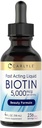 Carlyle Biotin 5000mcg krople płynne 124; 4 fl oz 124; dla kobiet i mężczyzn 124; Berry Flavor 124; Beauty Formula 124; Wegetarianin, Non-GMO & Gluten suplement wolny