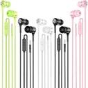 Słuchawki przewodowe z mikrofonem 5 Pack, słuchawki w uszach z Heavy Bass, wysokiej jakości słuchawki dźwiękowe kompatybilne z iPad, Laptop, MP3, smartfony Android, Fits All 3.5mm Jack Device