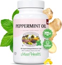 Maxi Health Peppermint Oil Capsules - Organic Ginger Oil & Fennel Opóźnione uwolnienie kapsułki - Ingestible Dietetyczny Koszerny suplement Peppermint do wsparcia diety (60 kapsułki)
