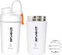 Ozizo Protein Mixing Cup for Protein Mixes - 20 Ounces Stainless Stainless Protein Shaker Butelka, Izolacja, nieszczelny dowód, Odor Resistant, Mały Cute Gym Mixer dla mężczyzn, Kobiety, Chłopcy, Dziewczyny, Gorące i zimne napoje