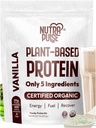Organic Vegan Protein Powder – Vanilla Flavor, Plant-Based, Gluten-Free, Non-GMO, 20g Protein Per Serving, Ideal for Smoothies, Shakes, Baking, Cooking (1 Pack, 20 Servings)