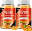 Kurkumy kurkuminy z Ginger & Black Pepper Vegan Pectin Formuła dla immunologicznego Boost, Zdrowa skóra i wspólne wsparcie suplement do żucia dla dorosłych i młodzieży (2- Pack)