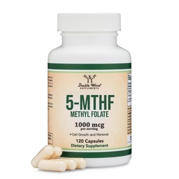 Metylofolat 1,000mcg, 120 Kapsułek (trzeci Tested Methyl Folate Supplement) Methylled Folate jest bardziej aktywną formą kwasu foliowego niż kwas foliowy (Non-GMO, Vegan Safe) przez podwójne drewno