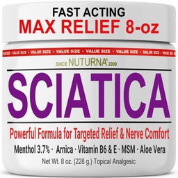 Sciatica Nerve Cream - Maximum Force Comfort Cream for Feet, Hands, Legs, Toes, Back - Natural Ultra Siła Arnica, MSM, Menthol, Soothing Comfort, Large 8 Oz