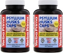 Yerba Prima Pyllium Husks Czapki 180 czapki (Opakowanie 2) - Natural Fiber Supplement and Colon Cleanse - Gut Health - Non-GMO Gluten Free