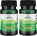 Swanson Keratin (z Wełny Tybetańskiej) - Natural Supplement Promoting Healthy Joints, Hair, Skin & Nails - Pomaga Nourish Healthy Connective Tixes - (60 kapsułki, 50 mg każdy) (2 opakowania)