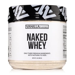 NAKED Vanilla Serwatka Protein 1Lb, Tylko 3 Składniki, Natural Grass Fed Protein Serwatka Proszek + Vanilla + Kokosowy Cukier - GMO- Free, Soy Free, Gluten Free.