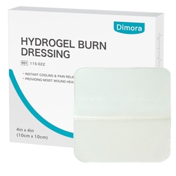 Dimora Hydrogel Burn Dressing 4 "x 4" - Burn and Hound Dressing Instant Cooling Relief for Minor Burns & Rands, Soothing Moist Burn Pads for 1st-2nd Degree Burns, Cięcia, Otarcia (10 Count)