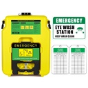 Przenośna stacja mycia oczu 14- galon OSHA zatwierdzony z One Station Sign i dwóch kontrolerów tagi, Mur montowany Gravity- Przepływy do wnętrz i na zewnątrz, 53L Refillable Eyewash Station Ciężki obowiązek, żółty