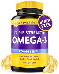 InnovixLabs Triple Strength Omega 3 Suplement, Olej z ryb Burless dla kobiet i mężczyzn - 900 mg EPA & DHA, Mózg & Joint Support, Nagroda Winning & Third- Party Tested, 200 Softgels