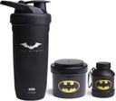 Smartshake DC Comics Bundle - Batman Stainless Steel Protein Shaker 900ml z lejkiem 110ml i pojemnikami do przechowywania 200ml.