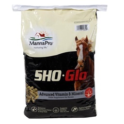 Koń Sho- Glo Witamina & Suplement mineralny - Manna Pro - Kompletny dzienny suplement do równowartości dla zdrowej skóry, Coat & Hooves - Ufortyfikowany przeciwutleniaczami, Amino Acids & Esential Nutrigents - 25 lb Bag