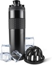 Ice Shaker Izolowana stal nierdzewna Shaker Butelka 124; 20 oz, czarny 124; Zimno na 24 + godziny 124; Izolowany Cup z Twist- na Agitator 124; Bezsodowa Butelka do Shakes Protein, Woda, Smoothies, Koktajle