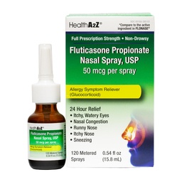 HealthA2Z Propionian flutykazonu Aerozol do nosa, 24-godzinna ulga alergiczna, 120-spray, 0,54 fl oz
