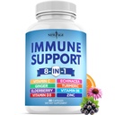 NEW AGE 8 in 1 Immune Support Booster Supplement with Echinacea, Vitamin C and Zinc 50mg, Vitamin D 5000 IU, Turmeric Curcumin & Ginger, B6, Elderberry 60 Count (Pack of 1)