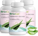 AloeCure Daily Probiotics 10 Billion CFU for Digestive Support 8 Strains, 6 Prebiotyki & Enzymy - Suplement diety z bromelainem dla kobiet i mężczyzn - Wsparcie dla gut, Digestive Relief, 30 Caps x 3btls
