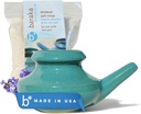 Zestaw narzędzi Baraka Neti Pot - Chrapanie i Saline Solution, Ręcznie wykonane ceramiczne zmywarka sejf z 2oz Sól mineralna do czyszczenia nosa i Sinus Rinse Idealny dla ulgi alergii u dorosłych i dzieci (Jade)