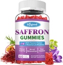 Saffron Gummies - Suplement Saffron bezcukrowy dla mężczyzn Women Mood Supplement Supplement z Saffron Extract, Passion Flower, Magnez & Witaminy do relaksacji, Focus, Malina Flavor, 60 Count