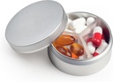 Małe pióro przypadku 3 Komory, metalowe okrągłe przenośne pióro pudełko, wodoodporny pióro, Pocket Purse Medicine Witamina Holder pojemnik EDC (srebro)