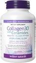 Webber Naturals Collagen30 z Ceramidami, Bioactive Collagen Peptydes, 120 Tablets, Hydrating Glow, Pomaga poprawić nawilżenie skóry, Elastyczność i gładkość, Nie GMO, Dairy & Gluten Free