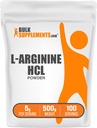 BulkSupplements.com L- Arginine HCl Powder - Suplement tlenku azotu, Arginina Powder - Unflavored & Gluten Free, 5g per Serving, 500g (1.1 lbs) (Opakowanie po 1)