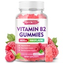 Witamina B2 Gummies Riboflavin 400mg Suplement z magnezu dla dzieci i dorosłych, B2 Gummies dla Migrena Relief & Wsparcie układu nerwowego, Wegan, Cukier wolny, Malina Flavor, 60 Hrabia