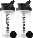 Utopia Strona główna Butelka z shakerem białkowym - (Opakowanie 2) 28- Butelki z shakerem Ounce do mieszania białek - Fitness Sports Classic Butelka z shakerem białkowym (Clear / Black)