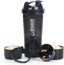 Butelki z shakerem VECH do mieszania protein Workout Shaker Leaker Butelka wody Non Slip 3 Warstwa Twist off 3 OZ z Tray do przechowywania białka w proszku Butelka 16 OZ Shake Cup (czarny)