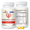 Besibest Ubichinol CoQ10- 600mg- Softgel, Active Coq10 Ubichinol Suplement z witaminą E & Omega 3, 6, 9, Wysokie Absorpcja - Coenzyme- Q10, Potężny przeciwutleniacz do produkcji energii, Tested, 60 Hrabia
