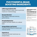 Młodzieńczy mózg 124; Memory & Brain Health Support Supplement with Bacopa Monnieri, Ginkgo Biloba, B12 - Easy to Swallow Tablets - 30- Day Supply (60 Count)
