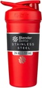 BlenderBottle Strada Shaker Cup Izolowany Stal nierdzewna Butelka wodna z drucianą whisky, 24- unce, czerwony