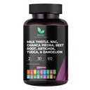 Mishas Nutraceuticals Milk Thistle Dandelion Root, NAC and TUDCA Supplement - Wspiera zdrowie wątroby, detoks wątrobowy, nerki i układ oddechowy - 60 Kapsułek wegańskich