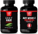 Anti-Aging Essential - Gray Hair Solution - Anti Wrinkle Formula - Saw Palmetto Natural - 2 butelki (60 kapsułek + 60 kapsułek)