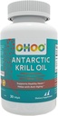 OHOO Antarktyczny olej kryla 500mg Omega-3 EPA & DHA Suplement, Fopholipidy, Przeciwutleniacz Astaksantyny, Wspiera zdrowe serce i suplement antystarości bez posmaku ryb, 30 Softgels