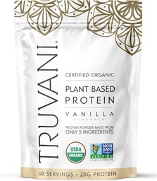 Truvani Vegan Pea Protein Powder Building 124; Vanilla Building 124; 20g Organic Plant Based Protein Building 124; 10 Servings Building 124; Keto Building 124; Gluten & Dairy Free 124; Niskie węglowodory 124; No Added Sugar
