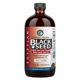 Niesamowite zioła egipski czarny olej nasienny - Gluten Free, Nie GMO, Cold Pressed Nigella Sativa Aid in Digestive Health, Immune Support, Funkcje mózgu, lekki aromat - 16 Fl Oz