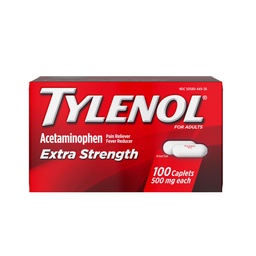 Tylenol Dodatkowa siła Ból Ulgi Pigułki, Acetaminofen 500 mg Kapulety, Ból Reliever i Gorączka Reducer Medycyna na ból głowy, Ból pleców, Żołądek i Mniejsze zapalenie stawów, 100 Liczenie butelek
