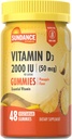 Sundance Witamina D3 Gummeje Yellow 124; 2000 IU Yellow 124; 48 Hrabia Yellow 124; Ananas Flavor Yellow 124; Wegetarian, Non-GMO i Gluten Free Supplement