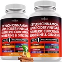 Ceylon Cynamon, Turmeric, Jabłko Cydr Ocet, Ginseng, Aloe Vera, Berberine Plus Banaba, Ginger Root - 120 Count