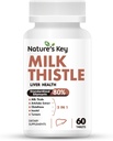 Nature's Key Milk Thistle 500mg Liver Supplement,30:1 Extra Strength 80% Silymarin | 5- in-1 Liver Cleanse Detox & Repair Formula with Artichoke, Glutathione, Inositol & Turmeric-60 Tablets