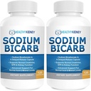 Biwęglan sodu 650mg kapsułki Opóźnione uwolnienie do wspierania normalnej czynności nerek & Suplement do nerek. Dwuwęglan sodu dla kwasu ulgi, alkaliczność 120 tabletek 2-pack