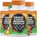 Turmeric Moringa 50000mg Supplement Agregat 124; Ginger Boswellia 3000mg Saffron 2000mg Holy Basilon - Joint Supplement for Women and Men with Ceylon Cynamon, Quercetin, Tart Cherry - 360 Count