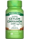 Nature 's Truth Ceylon Cynamon Kapsułki 124; 2500mg 124; plus Chrom i Biotin 124; 60 Hrabia 124; Wegan, Non- GMO & Gluten