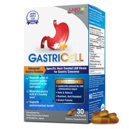LABO Nutrition GASTRICELL - Refluks kwasowy, Heartburn, Powracające zaburzenia żołądkowe, Natural Defence Against Gastric Distress 30 Kapsułki