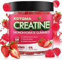 Jednowodzian kreatora Gummie dla mężczyzn i kobiet 120 CT - 5600mg monohydratu kreatora na serwowanie, monohydrat kreatora do żucia dla wsparcia mięśni i boost energii, bez cukru, wegan (Strawberry Flavor)