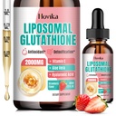Liposomal Glutathione Supplement 2000mg, Liquid Glutathione Drops z witaminą C, Główne przeciwutleniacze dla układu immunologicznego, Obrona starzenia, Zdrowie skóry, Wchłanianie Detox- Superior wątroby, Truskawka 2 Fl Oz