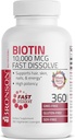 Bronson Biotin 10,000 MCG Lozenges szybko rozpuszcza wysoki potencjał Wspiera włosy, skóry i paznokci mieszany aromat jagodowy - Non-GMO, 360 Wegetarian Lozenges